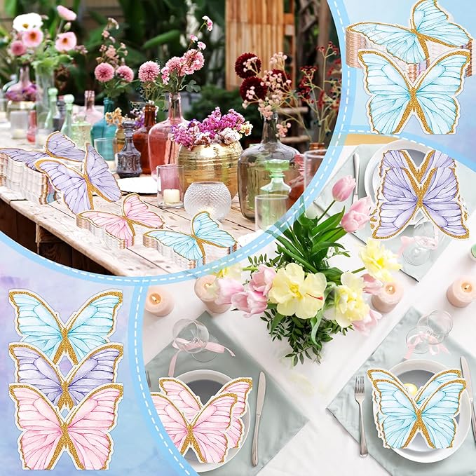 120 Pcs Butterfly Paper Napkins Bulk Disposable Cocktail Paper Napkins Dinner Table Disposable Guest Napkin for Butterfly Party, Baby Shower Wedding Birthday Party Supplies