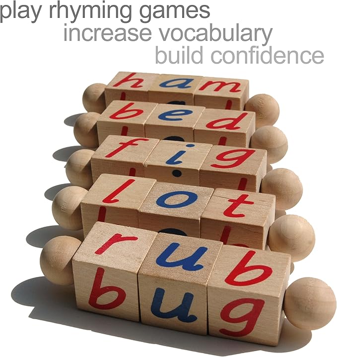 Phonetic Reading Blocks for The Beginning Reader | Tangible Preschool Learning Material | Phonic Word Building Activity Toy