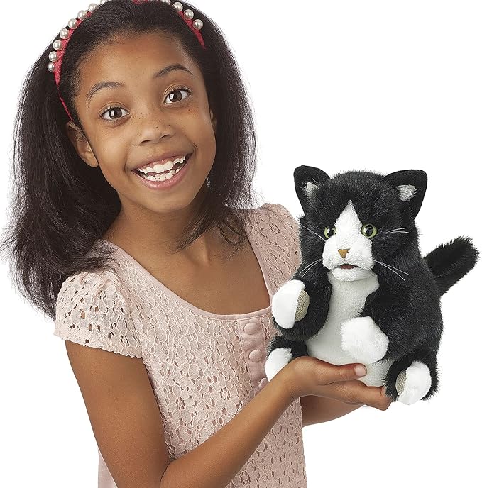 Folkmanis Tuxedo Kitten Hand Puppet, Black; White