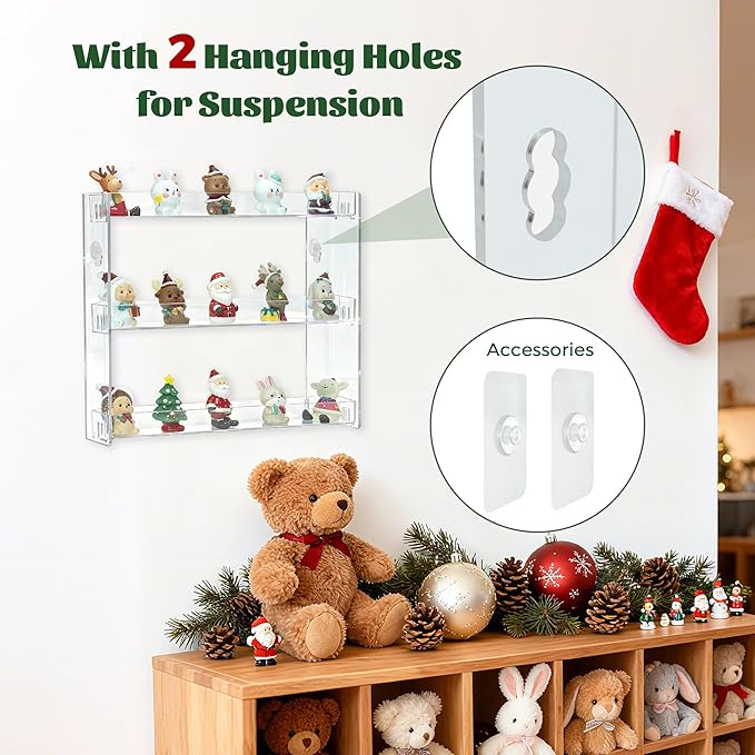 2 Pack Clear Display Case for Mini Action Storage,Wall Mounted Organizer for Mini Figures Holds 20-30 Mini Toys