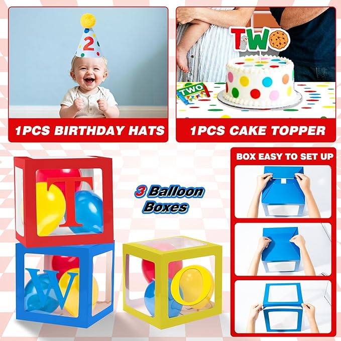 Happy 2nd Birthday Decorations for Baby - Friends 2nd Cookie Birthday Party Favor Red Brick Wall Street Party Supplies Includes Cake Topper Birthday Hat Backdrop Tablecloth Banner Arch Balloon