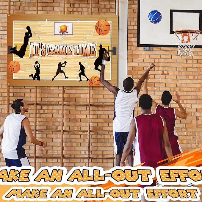 Ctosree 4 Pcs Basketball Backdrop Let The Madness Begin Banner Decoration Basketball Party Supplies It's Game Time Touch Down Wall Door Sign Decor for Sport Game Birthday Party Favors
