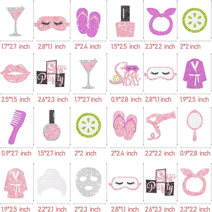 Spa Cupcake Topper Glitter Makeup Themed Birthday Cupcake Decorations 24Pcs Spa Party Cupcake Picks Spa Day Mask Slumber Cake Decor for Makeover Mask Sleepover Birthday Party Supplies
