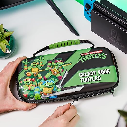Numskull Teenage Mutant Ninja Turtles Hard Shell Travel Case for Nintendo Switch and OLED Model Console - Fits 10 Games and Switch Accessories