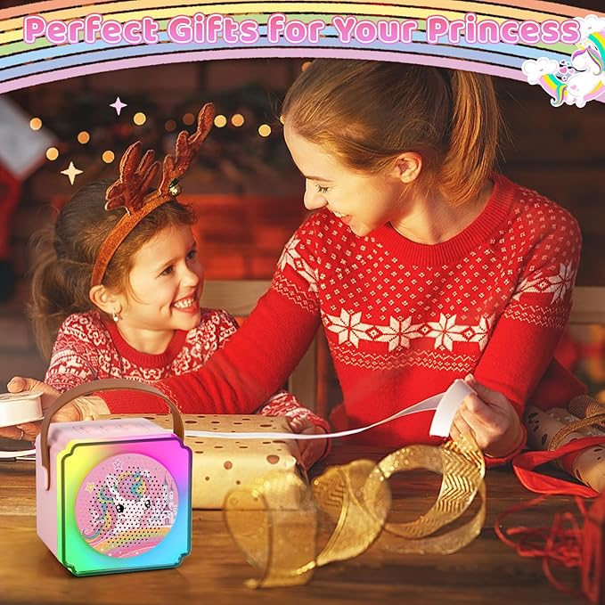 Toys for Girls Karaoke Machine for Kids, Mini Karaoke Machine Kids Toys 3 4 5 6 7 8 9 10 12+, Girl Toys Age 4-5, Princess Toys Birthday Gifts for Girls Boys Party (Pink 2 Mics)