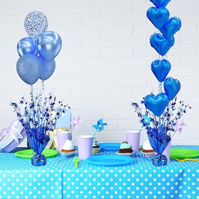 Miliocry 6 Pack Metallic Foil Spray Centerpiece Star Table Decoration Burst Table Centerpieces for Birthday Wedding Anniversary Graduation Holiday Party Supplies Decor Blue