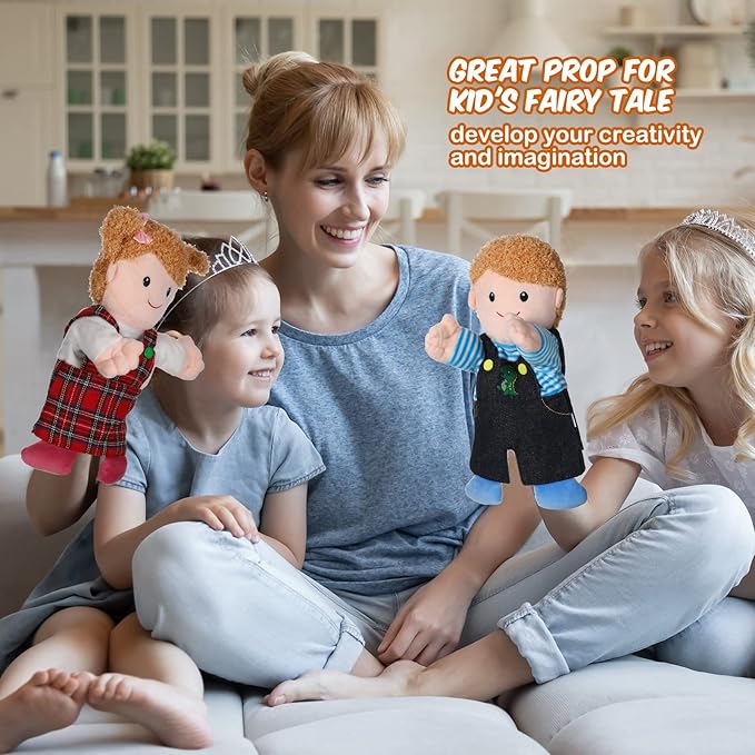 Civaner 6 Pieces Hand Puppet Set 11.8 Inch Family Members Puppets Theater Mother, Father, Son, Daughter and Grandparents for Storytelling, Teaching, Preschool, Role Play