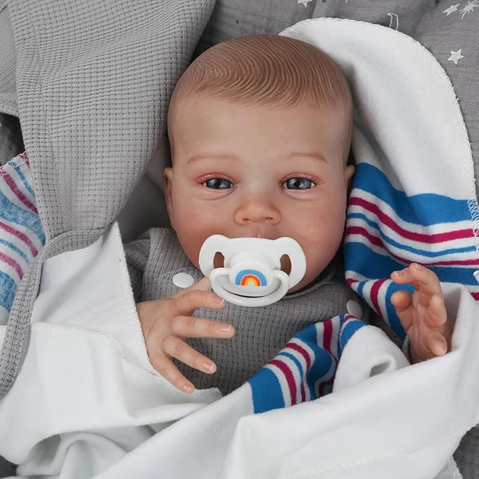 CHAREX Lifelike Reborn Baby Dolls Boy – 18 Inch Real Life Realistic Newborn Doll with Handmade Soft Cloth Body, Comes with Accessories — Gift for Kids Ages 3+