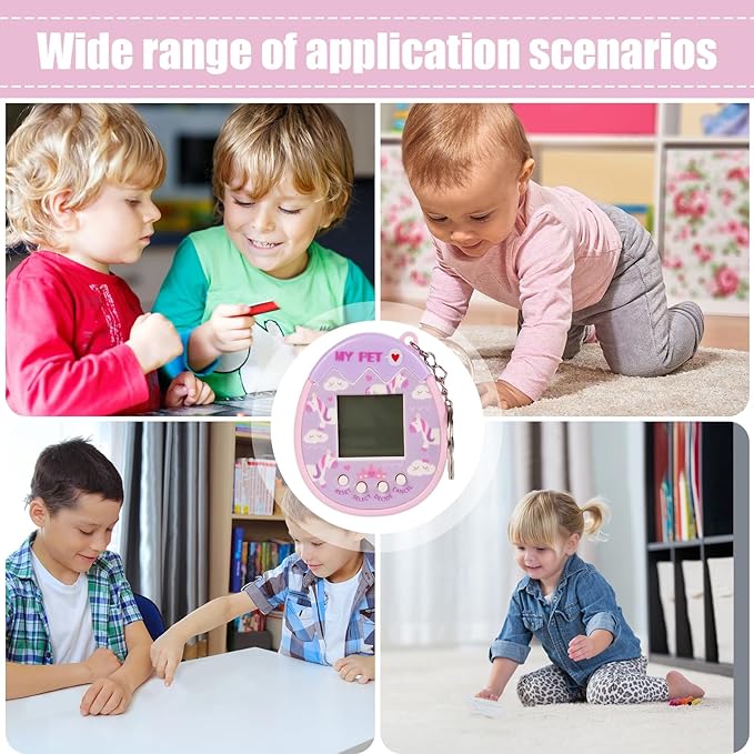 Digital Pet, Digital Pets for Kids, Electronic Pet Game Machine with Keychain, Virtual Pet for Girls, Boys (Purple)