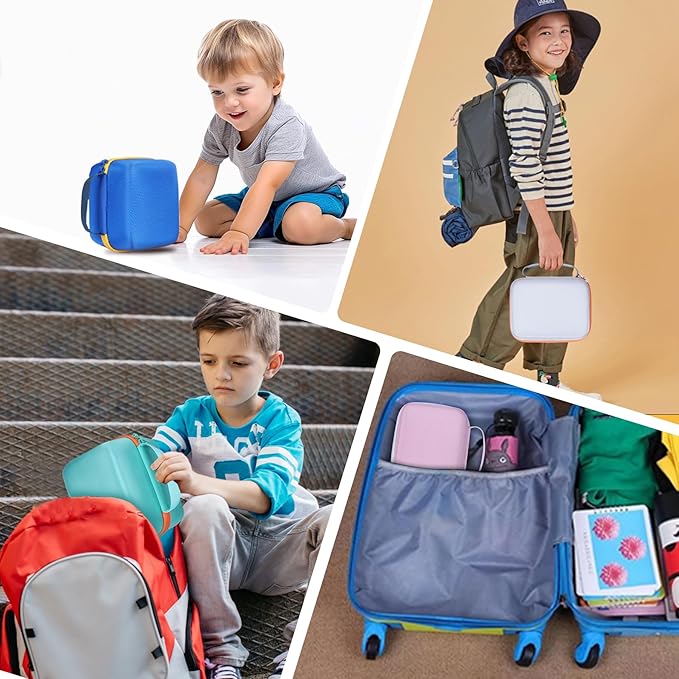 Hard Case Compatible with Yoto Player Kids Speaker Kids Audio Music Children Player (Off White + Orange Case)