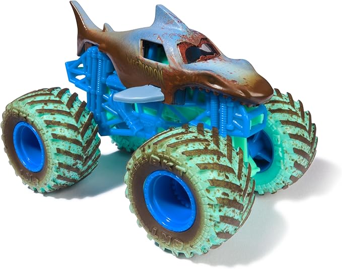 Monster Jam Mud Blasters, Grave Digger and Megalodon Color Changing Trucks 2-Pack, 1:64 Die Cast Vehicle, Kids Toys for Boys and Girls 3 and Up