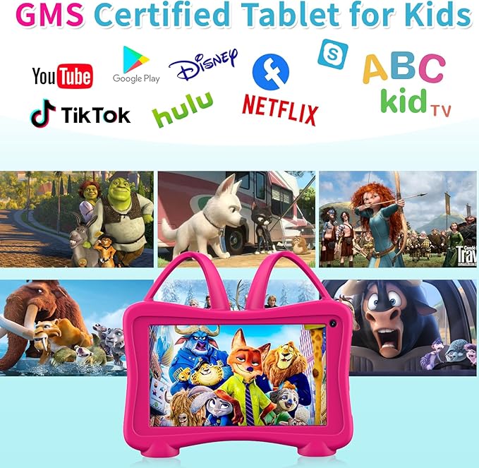 Kids Tablet 7 Toddler Learning Tablet with WiFi, YouTube, Dual Camera, Touch Screen, Parental Control, Child Tablets for Boys Girls (Rose)