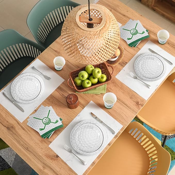 durony 96 Pieces Golf Party Supplies Birthday Party Tableware Set Including Paper Plates, Cups, Napkins for Golf Sports Themed Decorations, Serves 24 Guests