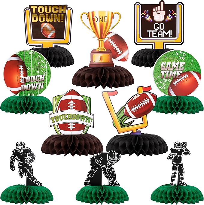 ArtCreativity Football Centerpieces for Table - Set of 10 - Sports Football Party Table Centerpiece Decoration - Football Table Party Supplies for Tailgates - Football Birthday Party Centerpiece Decor
