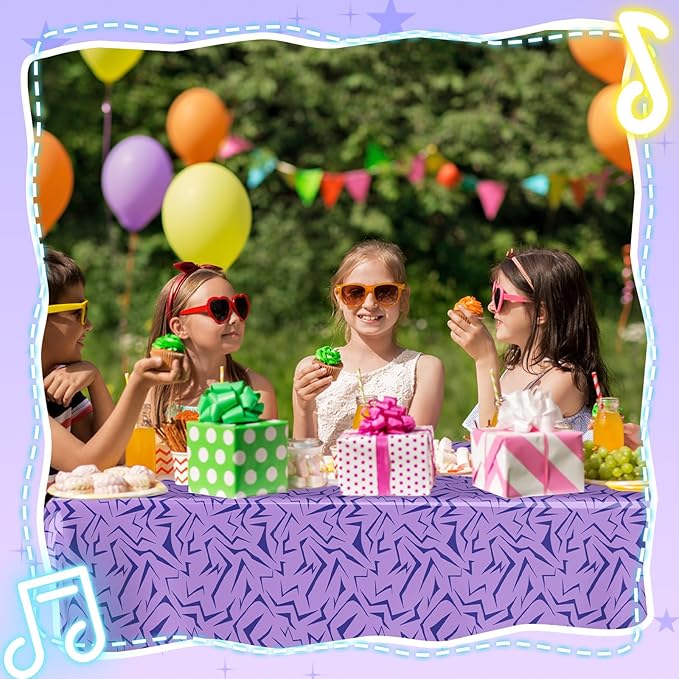2 Pcs Birthday Party Decorations Plastic Cute Birthday Tablecloth 108 x 54 Inches Disposable Rectangle Tablecover for Boys Girls Kids Baby Shower Party Supplies (Kpop Style)