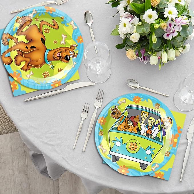 40PACK Scooby Party Supplies include 20 plates, 20 napkins for the Scooby birthday party decoration