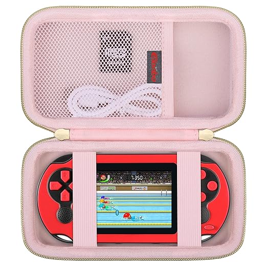 Elonbo Carrying Case for TaddToy/WELLST·G/Beijue/FAMILY POCKET/CCTU/X- JOYKIDS/GREENCREEK/Beico/KAVOYI/GuaiyeyeAP/TEBIYOU Handheld Game Console, Portable Electronic Gaming Player Bag, Pink