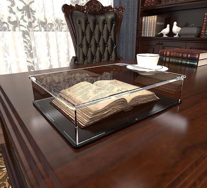Acrylic Display Case for Large Books, Clear Flat Acrylic Box for Displaying Books, Medals, Stamps, Collectibles and Cards