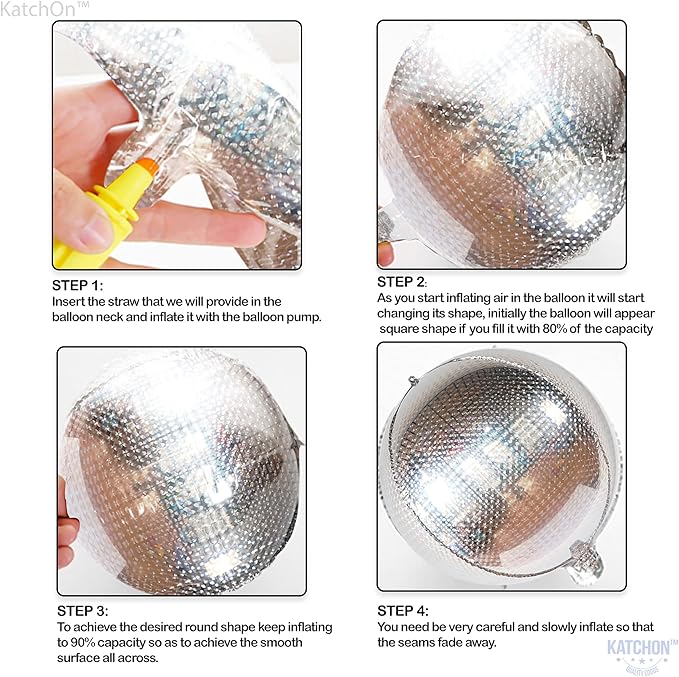 KatchOn, Large Silver Disco Ball Balloons - 22 Inch, Pack of 6 - Metallic Silver Balloons | Silver Mylar Balloon for Graduation Decorations 2026 | Round Foil Balloon for Bachelorette Party Decorations