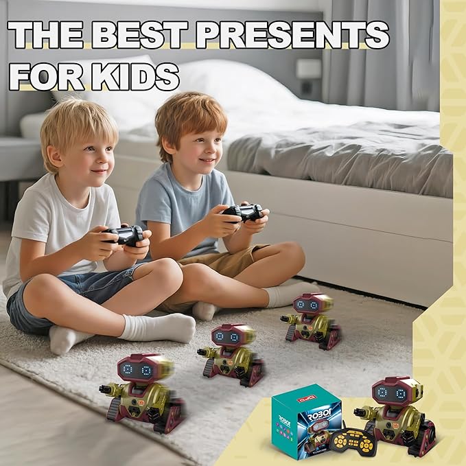 Robot Toys,Rechargeable Remote Control Robot with GestureSensing,Auto-Demonstration, Music and Dance,Birthday Gift for Kids(Gold)