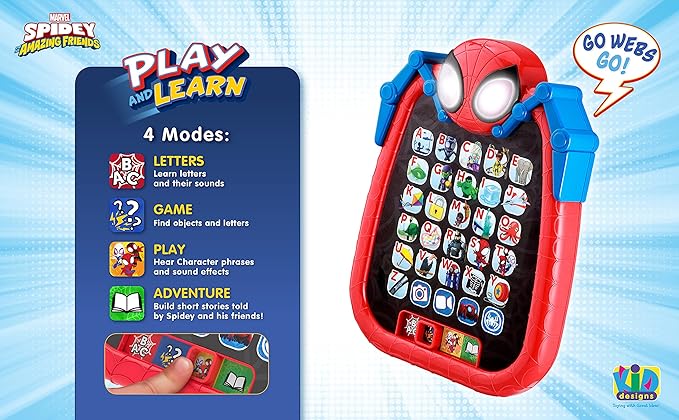 ekids Spidey and His Amazing Friends Kids Tablet for Preschool, Tablet with Educational Games and ABC Learning for Toddlers Aged 3 and Up
