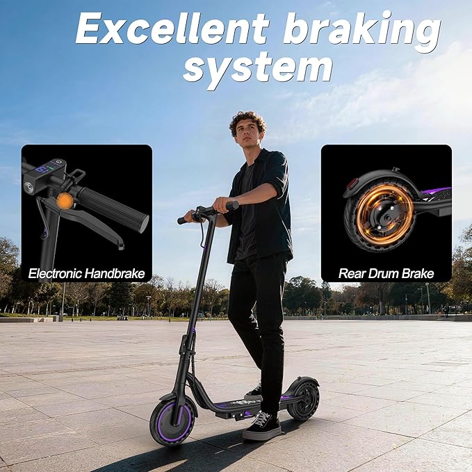 VOLPAM Electric Scooter, 350W/500W Powerful Motor, 8.5"/10" Solid Tires, 19/21Mph, 28/23/21/16 Miles Max Range, Dual Braking