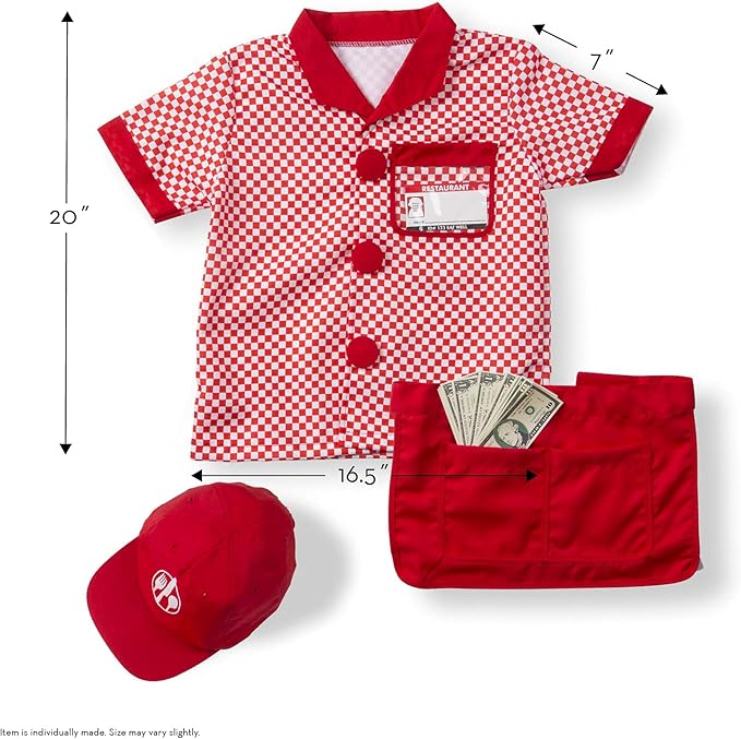 Melissa & Doug Server Role Play Costume Dress-Up Set with Realistic Accessories