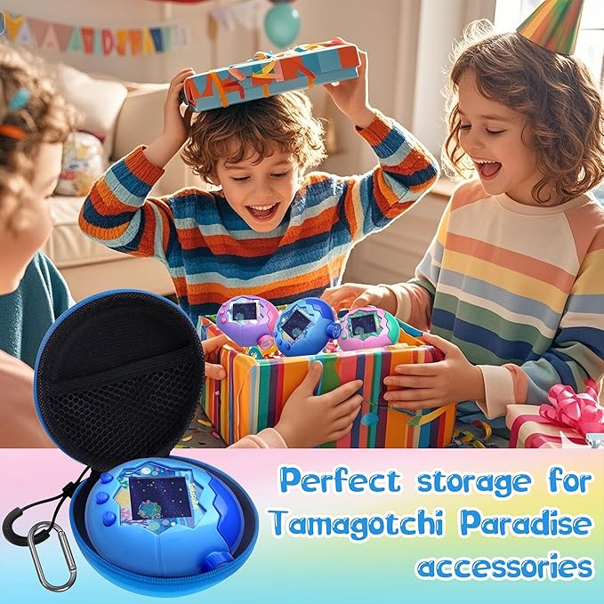 Carrying Case for Tamagotchi Paradise/Nano-MALS, Hard EVA Portable Storage Protector Cover with Lanyard & Carabiner for Kids, Case Only (Blue)