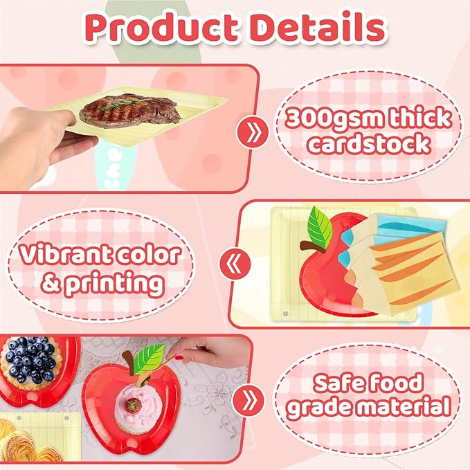 75Pcs Back to School Red Apple & Notebook Paper Plates with Pencil Napkins First Day of School Disposable Tableware Set for Graduation Kindergarten Preschool Party Supplies Table Decor, Serves 25