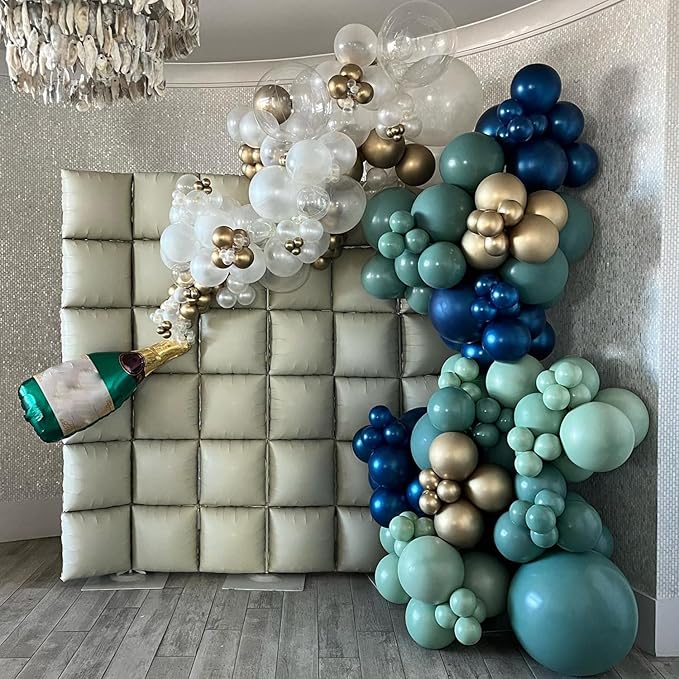Sand White Gold Square Foil Balloon Wall,25Pcs Double Sided Foil Balloons Backdrop Helium Tunnel Arch Garland Kit for Birthday New Year Bridal Wedding Anniversary Baby Shower Party Decorations