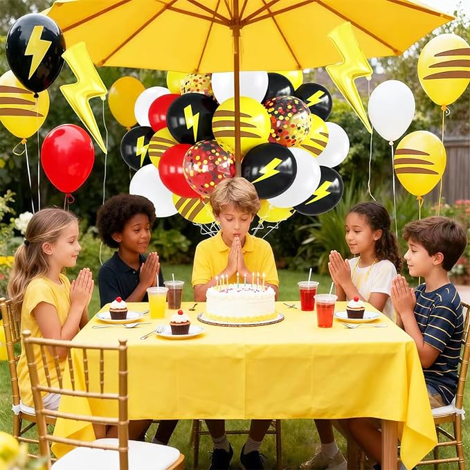 Red Black Yellow Balloon 39Pcs 12 Inch，Lightning Print Balloons for Cartoon Themed Birthday Party Decorations Boys Girls Gatherings Party Supplies