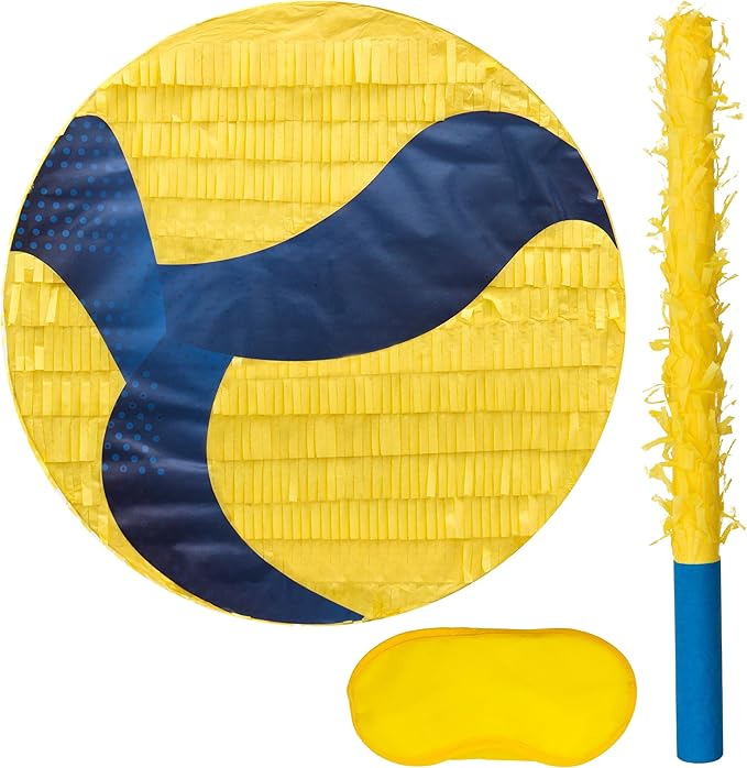 Volleyball Pinatas Bundle with a Blindfold and Bat (13"x13"x4"), Volleyball Pinatas for Birthday Party Boys, Perfect for Birthday Party, Sport Theme Party, Decoration