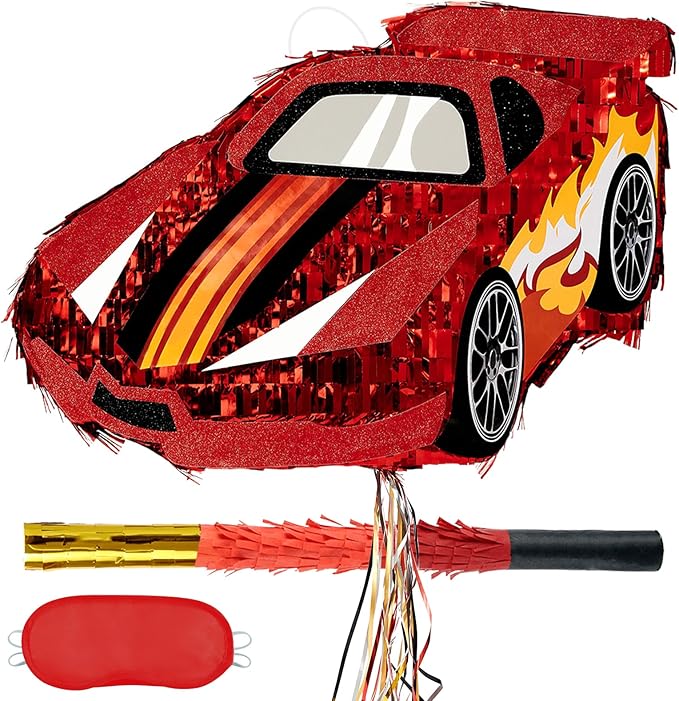 WERNNSAI Race Car Piñata - Race Car Birthday Decorations Truck Car Piñata Bundle with Blindfold and Bat Monster Truck Party Favors for Kids Boys Exciting Party Games Supplies