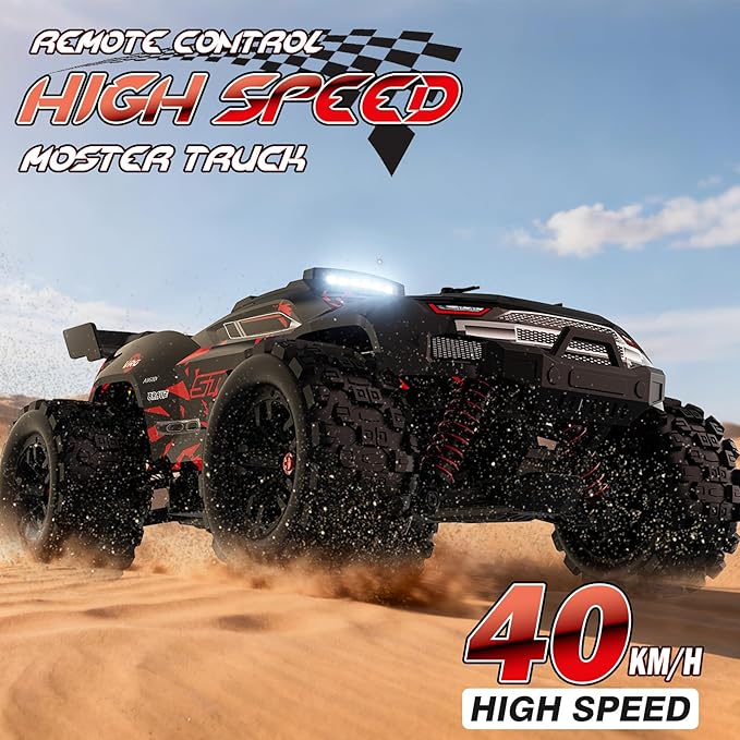 KGF 1:18 Scale All Terrain RC Cars, 40km/h High Speed Remote Control Car, 2.4Ghz RC Car Toys Gifts for Kids and Adults, 4WD Electric Vehicle with 2 Rechargeable Batteries, Off Road Monster Truck