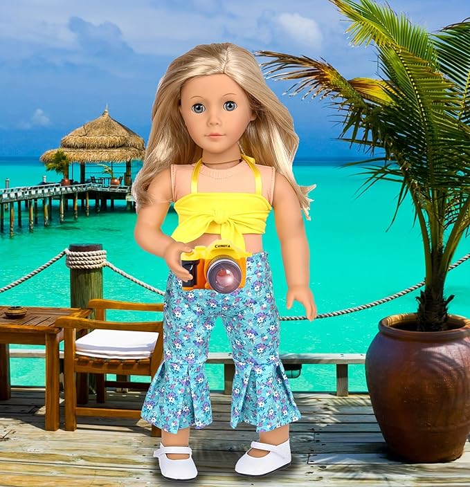 ebuddy 18 inch Doll Clothes and Accessories-Travel Suitcase Set with Fashion Outfit & Pretend Play Accessories Fit for 18" Girl Dolls (No Doll)