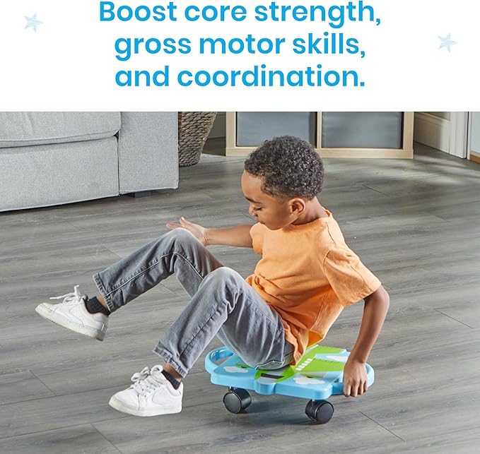 hand2mind Green Plane Glider Scooter Board, Floor Scooter Board, Gross Motor Toys, Kids Exercise & Physical Education Equipment, Playground Toys, Indoor Active Play, Toddler Outdoor Activities