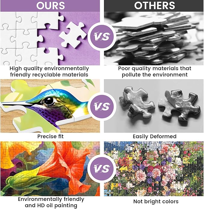 500 Piece Puzzle for Adults, Jigsaw Puzzles,Flower Hummingbird Jigsaw Puzzles 500 Pieces Birthday Party for Family Adults Funny Puzzle