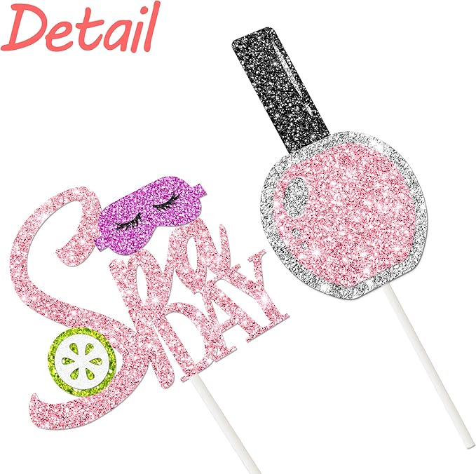 Spa Cupcake Topper Glitter Makeup Themed Birthday Cupcake Decorations 24Pcs Spa Party Cupcake Picks Spa Day Mask Slumber Cake Decor for Makeover Mask Sleepover Birthday Party Supplies