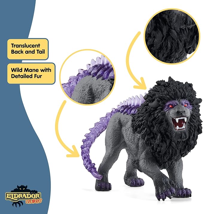 Schleich Eldrador Creatures - Mythical Shadow Lion Action Figure - Highly Detailed and Realistic Figurine Toy with Transparent Tail for Boys and Girls - Kids Ages 7+