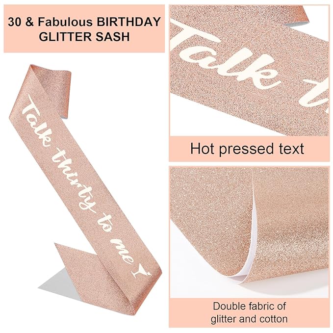 Semato 30th Birthday Decorations for Her - 30th Birthday Sash and Crown Kit for Women Gifts for Her Party Supplies and Favors