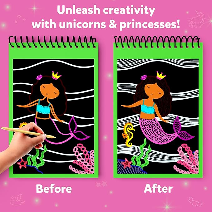 Skillmatics Party Favors (Pack of 15) - Magical Scratch Art Set for Kids, Unicorns & Princesses, Pink Goodie Bag, DIY Art & Craft Activity, Gifts for Girls, Boys Ages 3, 4, 5, 6, 7, 8