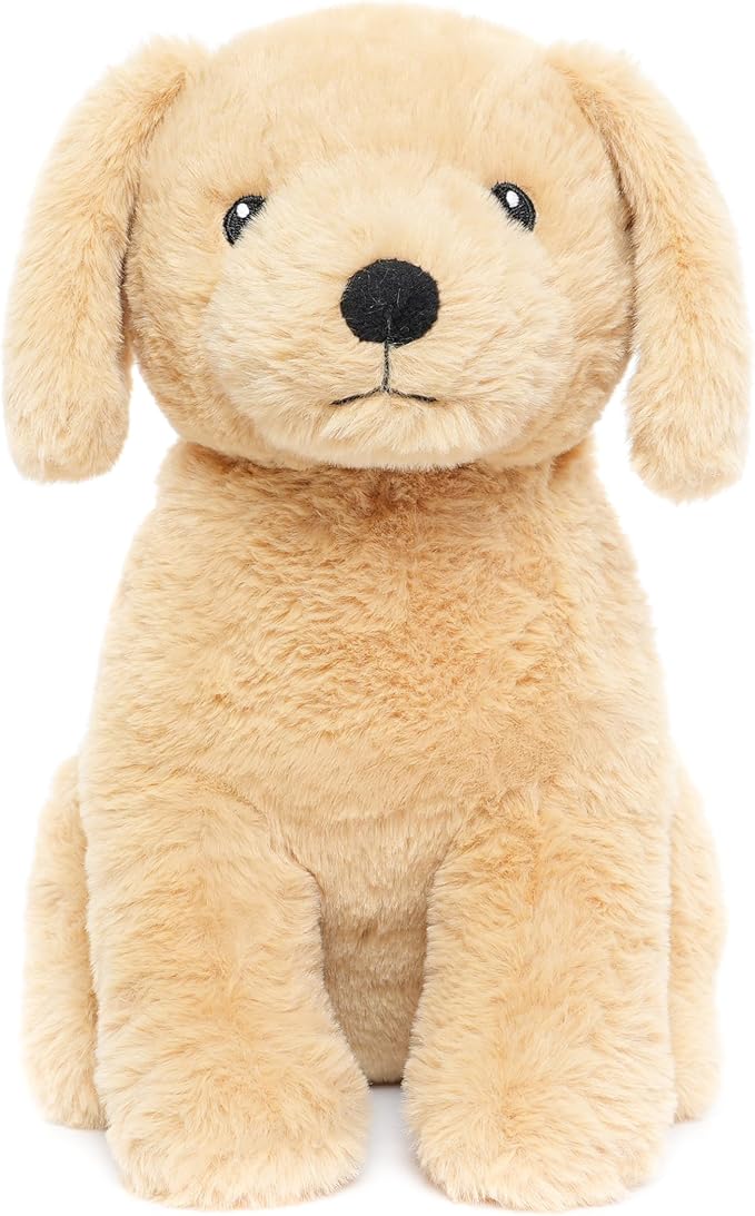 Labrador Golden Retriever Stuffed Animal Dog Puppy Plush Toy with Embroidered Eyes for Babies Toddlers Kids Adults Ages 1 and Up, No Hard Parts, Machine Washable 12 inches