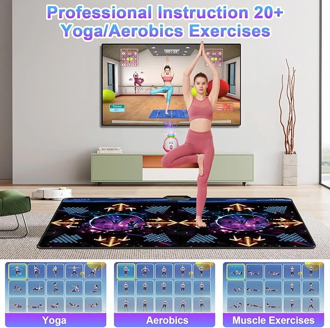 TV Dance Mat for Kids, Musical Dance Step Pad with 100+ Games, 200+Songs, HD Camera,2 Controllers, Plug and Play Games for Girls& Boys Over 3 Years