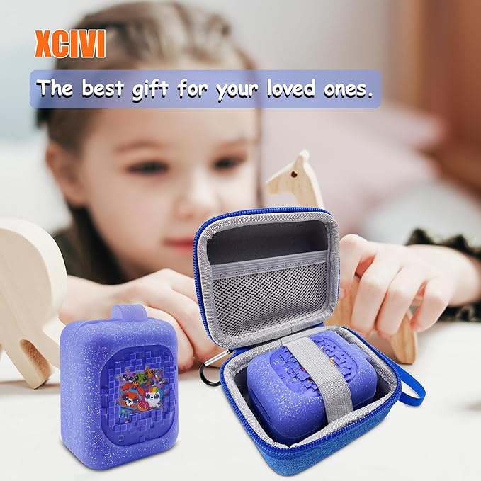 Hard Carrying Case and Silicone Skin Cover for Bitzee Interactive Toy Digital Pet with 15 Animals Virtual Electronic Pets, Compatible Accessories for Bitzee 3D Interactive Toy Electronic Pets (Blue)