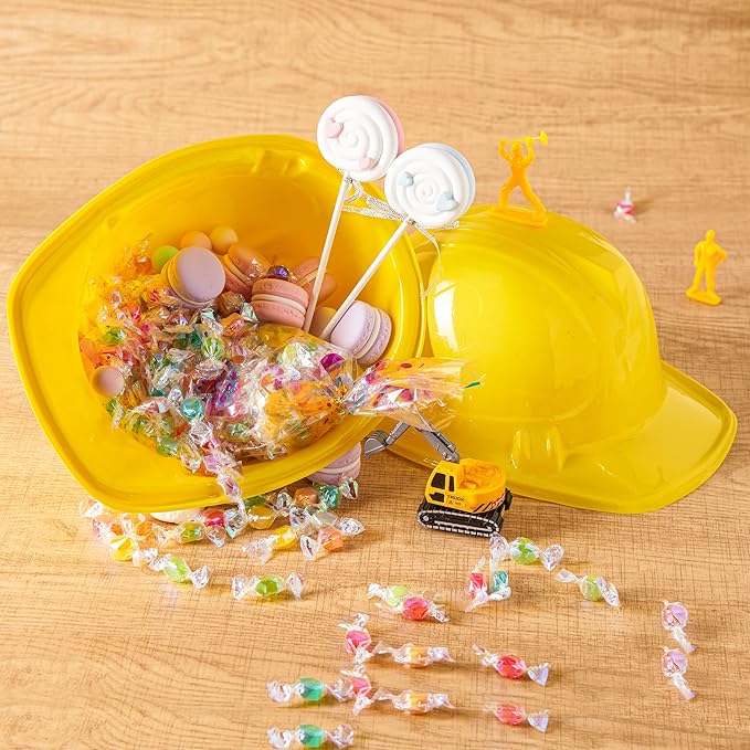 JOYIN 24 Pcs Toy Construction Hard Hats, Soft Plastic Yellow Kids Party Hat, Birthday for Construction Birthday Party, Children’s Engineer,Building Dress Up Hats, Theme Party Favors