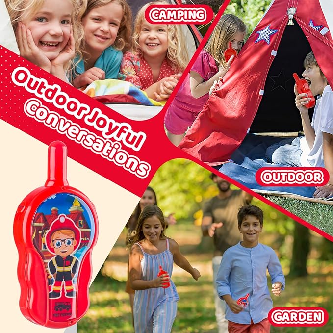 Walkie Talkies for Kids - Walkie Talkie Toys Gifts for 3 4 5 6 7 Year Old Girls Boys Long Range Fire & Rescue Walkie Talkies for Christmas Birthday Easter Gifts Indoor Outside Games Red
