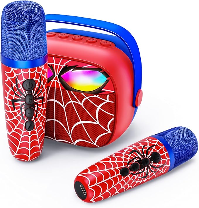 Mini Karaoke Machine for Kids Ages 3-12: Portable Bluetooth Speaker with 2 Wireless Microphone, LED Light Show for Kids 3 4 5 6 7 8 9 10 Year Old Boys Girls Toys Easter Birthday Gifts Toddler
