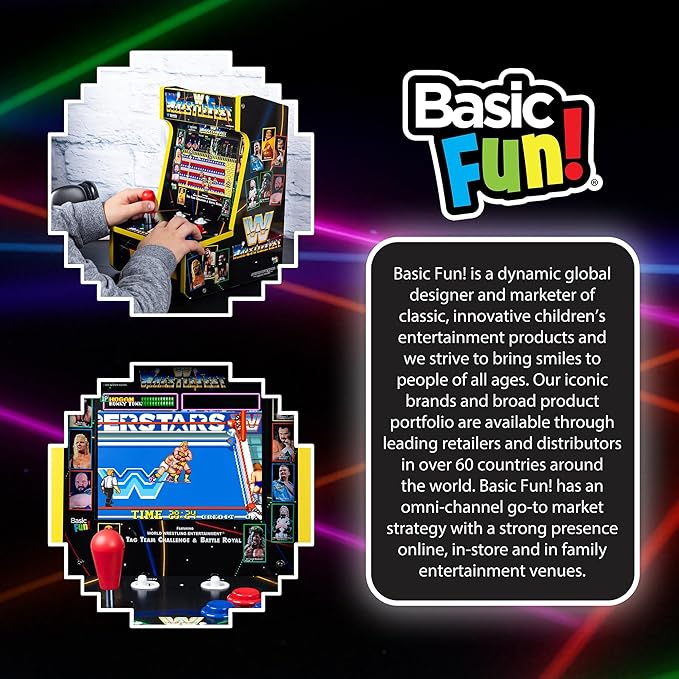 Arcade Classics - WWE Counter Series Game Machine, 4 Games, 8" Liquid Crystal Screen - Mini Cabinet, Portable Gaming, Retro, Countertop Console, Basement Decoration, Man Cave