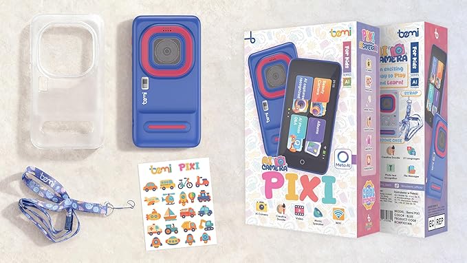 Kids AI Digital Camera with WiFi, 4" IPS Touch Screen, Photo Recognition & Dual Lens, 1080P HD Video Selfie, Educational Learning Toy for Boys Girls Ages 3-12, Christmas Birthday Gift Blue