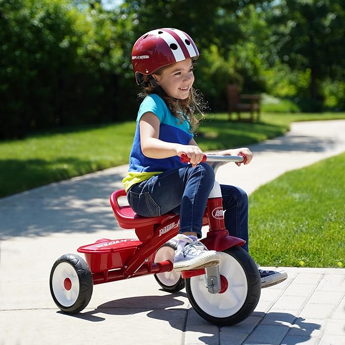 Radio Flyer Red Rider Trike, Ages 2.5-5, Adjustable Seat, Steel Construction, Quiet Ride Wheels, Storage Bin, Comfort Grip Handlebars, Tricycle for Toddlers, Amazon Exclusive